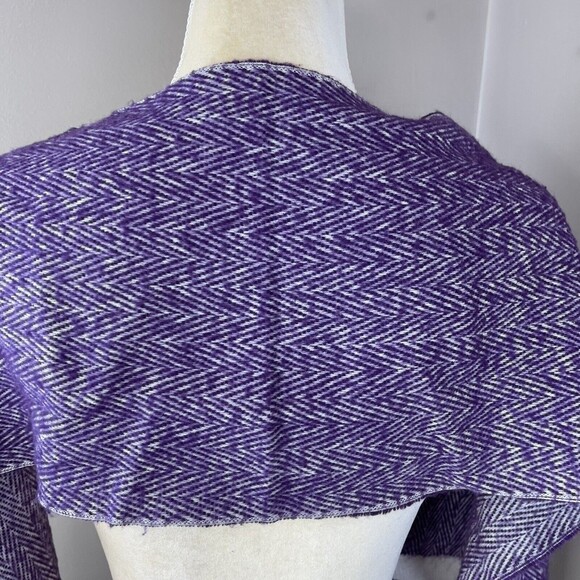 Women Cashmere Scarf Rectangular Stripes Purple 54” x 10” - Picture 6 of 7